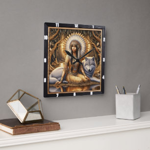 Heiliger Geistpfad: Heiliges Feuerleuchten Quadratische Wanduhr