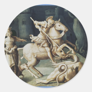 Heiliger Georg und der Drache Groß Märtyrer Runder Aufkleber