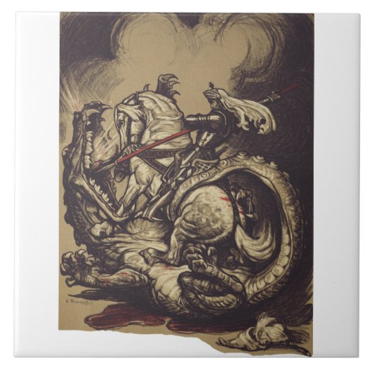 Heiliger Georg und der Drache Großmärtyrer Fliese (Vorderseite)