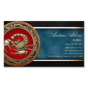 Heiliger goldener Skorpion über Rot Magnetische Visitenkarte