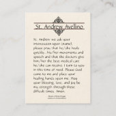 Heiliger Gönner der Karten-| St Andrew Avellino Visitenkarte (Rückseite)