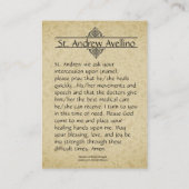 Heiliger Gönner der Karten-| St Andrew Avellino Visitenkarte (Rückseite)