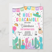 Heiliger Guacamole 1. Geburtstag Fiesta Party Einladung (Vorderseite)