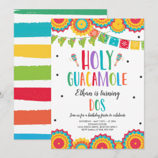 Heiliger Guacamole Dos 2. Geburtstag Cactus Fiesta Einladung