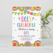 Heiliger Guacamole Dos 2. Geburtstag Cactus Fiesta Einladung (Stehend Vorderseite)