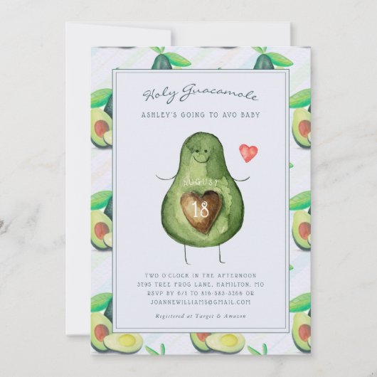Heiliger Guacamole | Einladung von Avocado Baby Sh (Vorderseite)