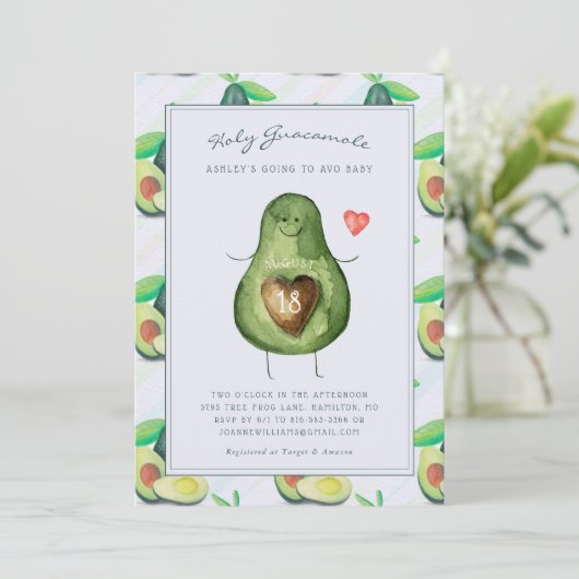 Heiliger Guacamole | Einladung von Avocado Baby Sh (Stehend Vorderseite)