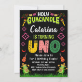 Heiliger Guacamole Fiesta avocado 1. Geburtstag Un Einladung (Vorderseite)