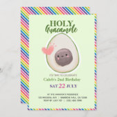 Heiliger Guacamole Fiesta Avocado Kiwaii Geburtsta Einladung (Vorne/Hinten)