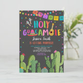Heiliger Guacamole Fiesta Cactus Brautparty Einladung (Stehend Vorderseite)