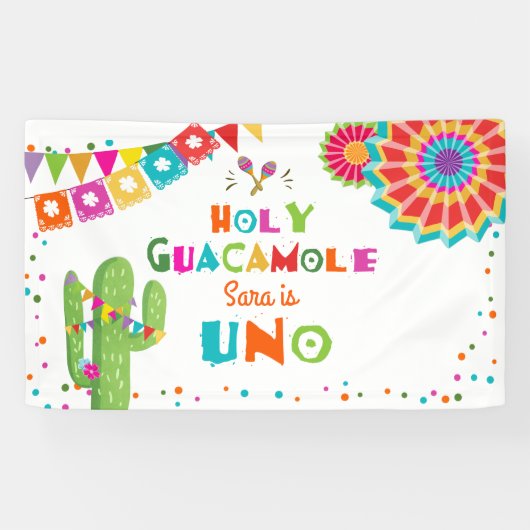 Heiliger Guacamole Fiesta Geburtstagsbanner Kaktus Banner (Horizontal)