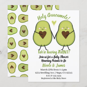 Heiliger Guacamole Herz Avocado Babyparty Zwilling Einladung