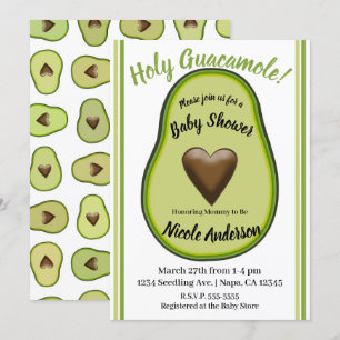 Heiliger Guacamole Herz Avocado Babyshower Einladung