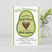 Heiliger Guacamole Herz Avocado Brautparty Einladung (Stehend Vorderseite)