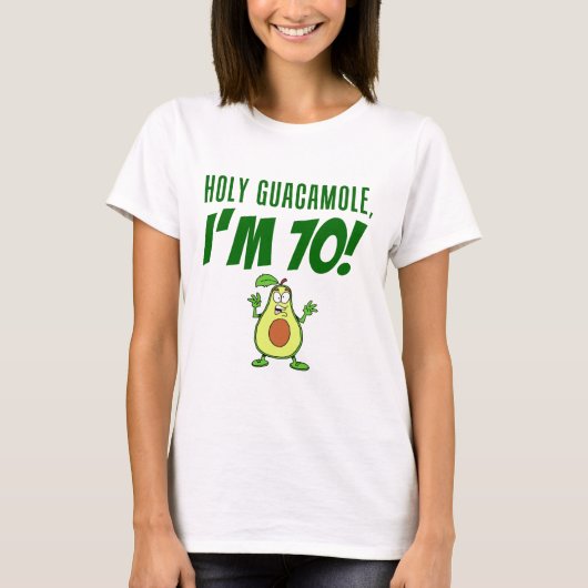 Heiliger Guacamole Ich bin 70 Cartoon Avocado T-Shirt (Vorderseite)