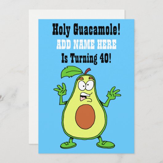 Heiliger Guacamole Jemand dreht 40 Avocado Einladung (Vorne/Hinten)