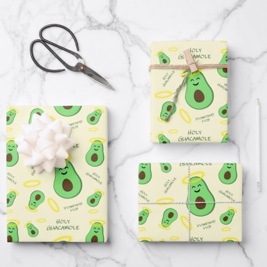 Heiliger Guacamole niedlicher Avocado Geschenkpapier Set (Vorderseite)