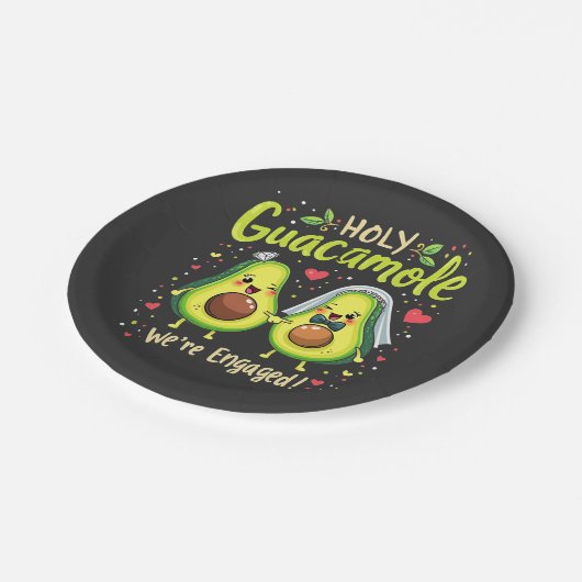 Heiliger Guacamole Wir sind Verlobte Paarbride Pappteller (Schrägansicht)