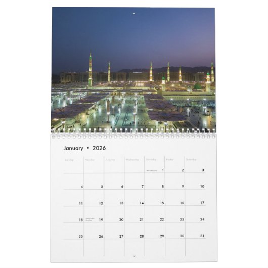 Heiliger Hajj Kaaba in Mekka mit islamischer Pilge Kalender (Jan 2026)