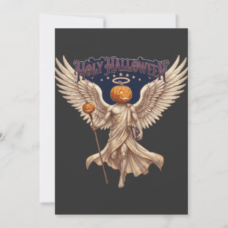 Heiliger Halloween-Engel-Kürbis-Gothik-Vintage-Ill Einladung