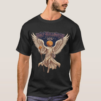Heiliger Halloween-Engel-Kürbis-Gothik-Vintage-Ill T-Shirt