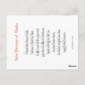 Heiliger Herman der Alaska-Gebetskarte Postkarte (Rückseite)