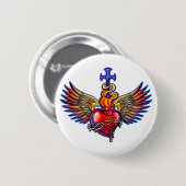Heiliger Herz-Engels-Flügel-Entwurf Button (Vorne & Hinten)