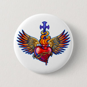 Heiliger Herz-Engels-Flügel-Entwurf Button