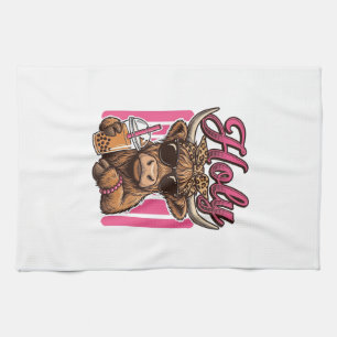 Heiliger Highland-Kuh Vintage Boba Tea Shirt Desig Geschirrtuch