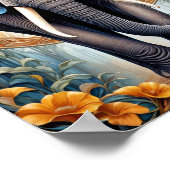 Heiliger indischer Elefant über ethnische Muster u Poster (Ecke)