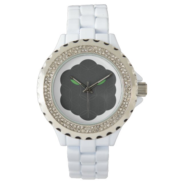 Heiliger Jaguar - das Gesicht des Lebens, schwarz. Armbanduhr (Vorderseite)