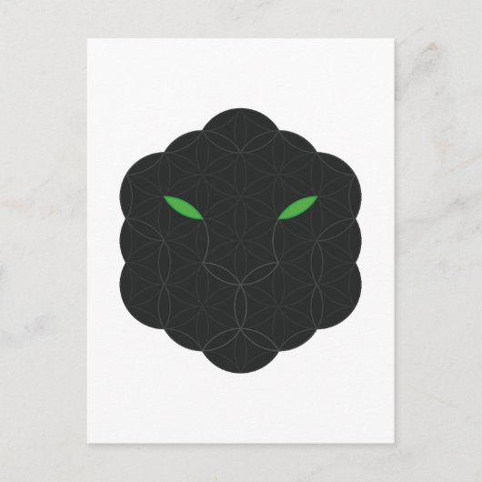 Heiliger Jaguar - das Gesicht des Lebens, schwarz. Postkarte (Vorderseite)