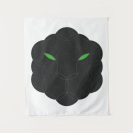 Heiliger Jaguar - das Gesicht des Lebens, schwarz. Wandteppich