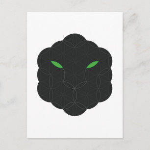 Heiliger Jaguar - Gesicht des Lebens, Schwarz. Postkarte