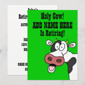 Heiliger Kuh-Cartoon-Ruhestand lädt ein Einladung (Vorne/Hinten)