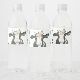 Heiliger Kuh Ich bin ein florales Kuh-Geburtstags- Wasserflaschenetikett