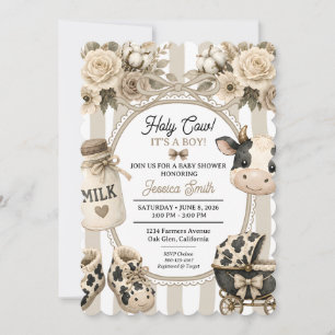 Heiliger Kuh Junge Baby Shower Boho Floral Wasserf Einladung