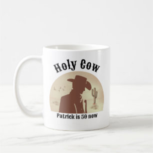 Heiliger Kuh Lustiges Vintage-Cowboy 50. Geburtsta Kaffeetasse
