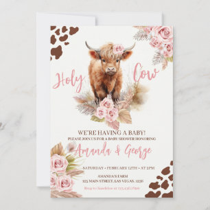 Heiliger Kuh Wir bekommen ein Mädchen Baby-Party Einladung