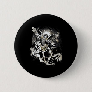 Heiliger Michael besiegt Satan Erzengel Krieger Button