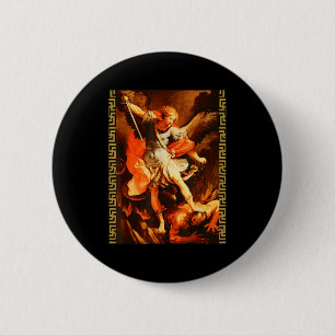 Heiliger Michael besiegt Satan Erzengel Krieger Button