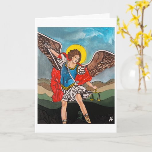 Heiliger Michael der Erzengel Malerei von Alfred F Karte (Gelbe Blume)