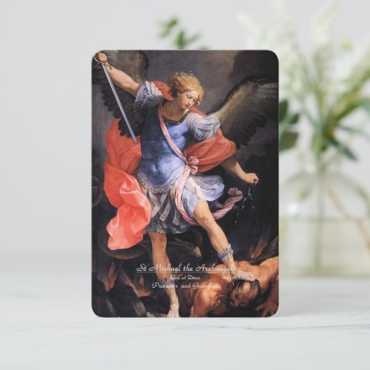 Heiliger Michael der Erzengel mit Gebet Begleitkarte (Stehend Vorderseite)