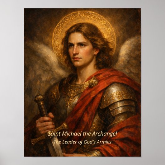 Heiliger Michael der Erzengel mit Rüstung und Schw Poster (Vorne)