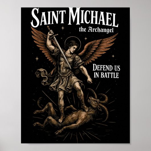 Heiliger Michael verteidige uns in der Schlacht Er Poster (Vorne)