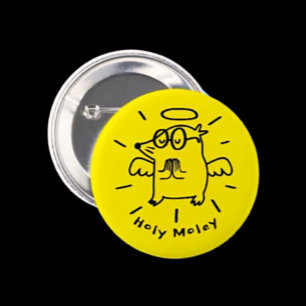 Heiliger Moley   Funny Angel Mole Cartoon Button