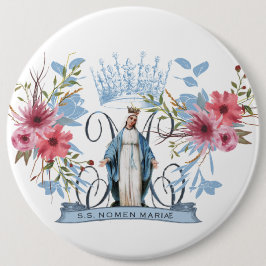 Heiliger Name Mary Religious Jungfrau Mother Flora Button
