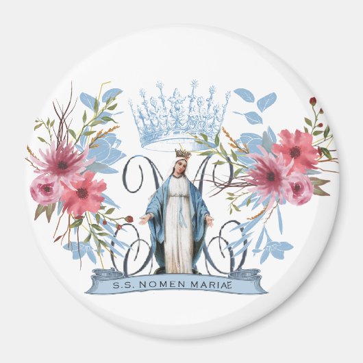Heiliger Name Mary Religious Jungfrau Mother Flora Magnet (Vorne)