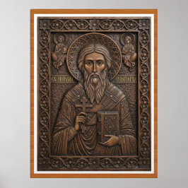 Heiliger Nikolaus, neue orthodoxe Holzbuchstaben d Poster