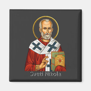 Heiliger Nikolaus orthodox serbisches Buchstaben-I Magnet